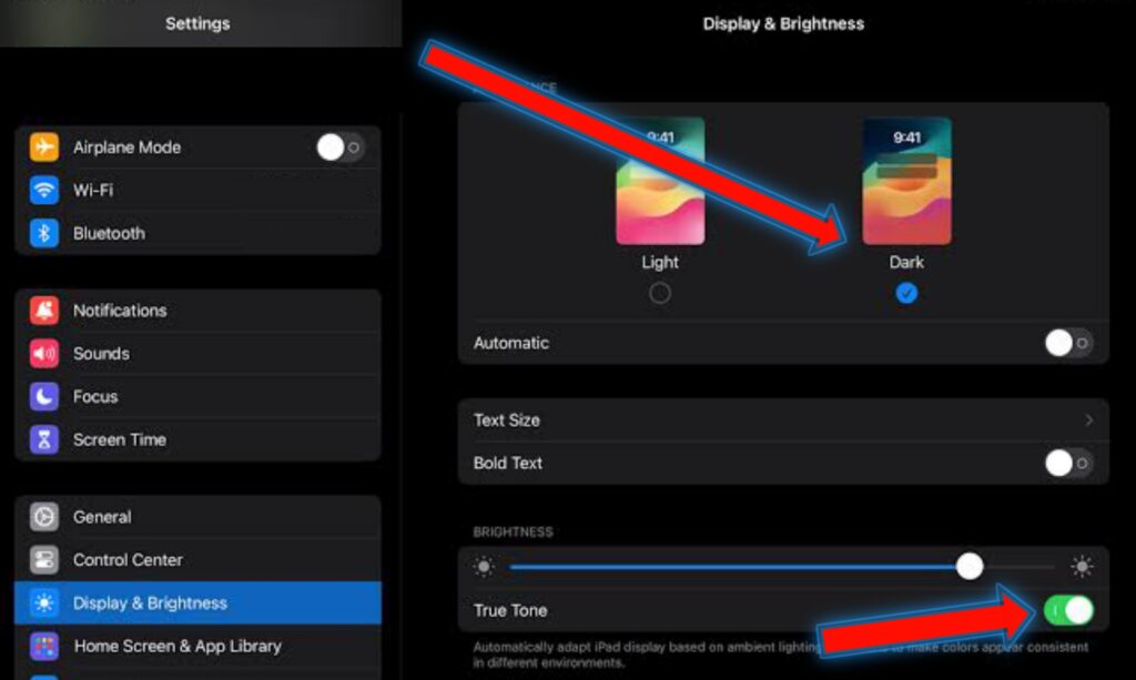 Dark mode and true tone on ipad